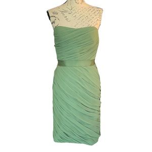 New Monique Lhuillier Bridesmaids Dress Sage Green Style 45059 Sweetheart Neck